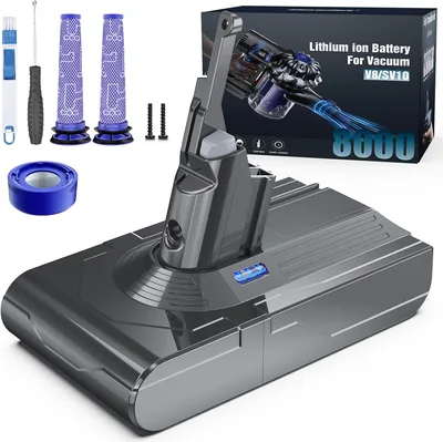 Morpilot V8 Akku 8000 mAh Ersatzakku für Dyson Absolute Animal Motorhead Exklusiv Fluffy Staubsauger mit 3 F