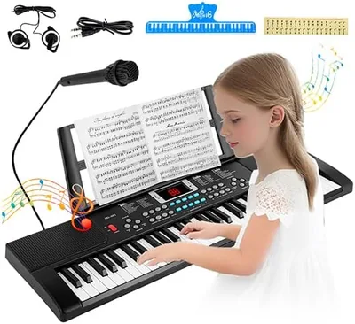 Teclado Musical Digital de 61 Teclas con Audífonos y Micrófono - 100 Tonos y Ritmos - Best Deal