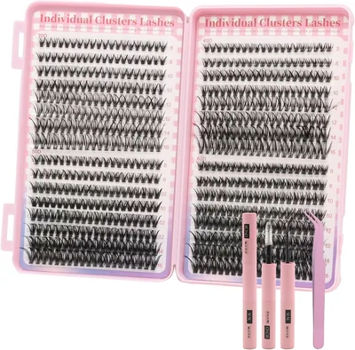 VEGCOO 640 Pezzi Estensioni Ciglia Finte, 30D-40D-50D-60D Curl, Kit per Estensione Ciglia DIY