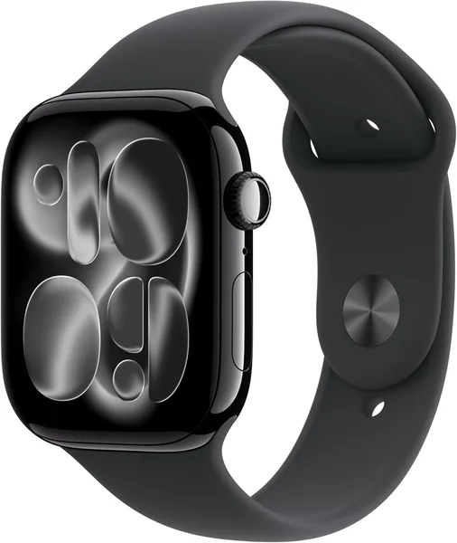 Apple Watch Series 11 GPS 46mm Smartwatch with Jet Black Aluminium Case with Black Sport Band S/M
