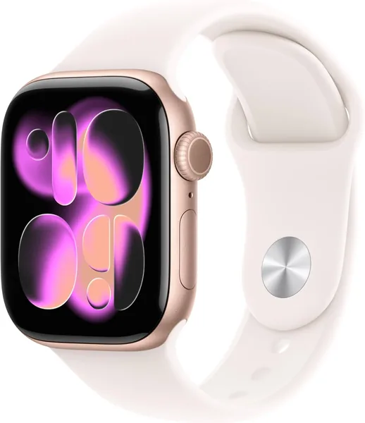 Apple Watch Series 11 [GPS 42mm] Smartwatch with Rose Gold Case and Light Blush Sport Band - S/M