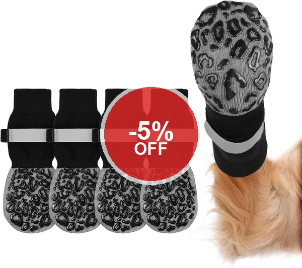 Adiwo 2 Paire de Chaussettes pour Pattes de Chien Anti-Dérapantes avec Sangle Ajustable, Bottes pour Pattes Blessées, Chaussettes pour Chien