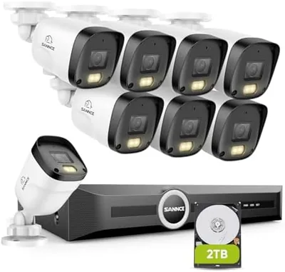 SANNCE 8CH POE CCTV Camera System, 6MP NVR Network Video Recorder, 8x 3MP Outdoor Security Cameras f