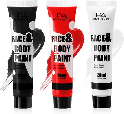 PASNOWFU Black White Red Face Paint Kit