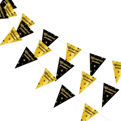 Q2P - Garlands - Pensioen - Decoratie - Feestartikelen - Bunt - Goud/Zwart - Beste Deal