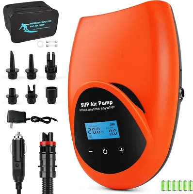 TONSIM 20 PSI Draadloze Elektrische SUP Pump met Batterij, Automatisch Afsluiten Digitaal LCD-Scherm, 12V CA - 15% Korting