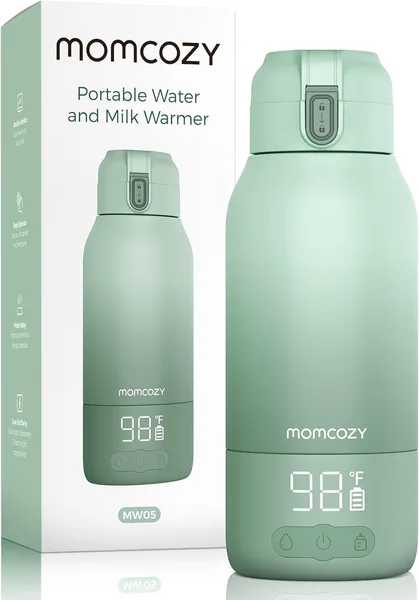 Momcozy Portabil Reisvarmare Flask Warmer, Draglos, Fast Uppvärming och Lång Batterilif, 2 Hälstmoder för Morskad Milk och Vatt