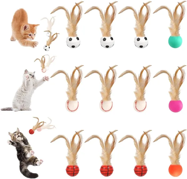 Katenspeelbal met Veer, 12-Pack van 25mm - Beste Deal