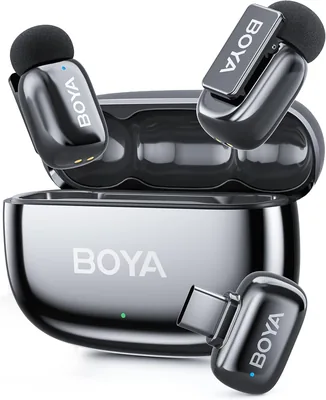 ميكروفون بويا ميني 2 اللاسلكي USB Type-C، أفضل سعر - 100 متر، 30 ساعة عمر البطارية