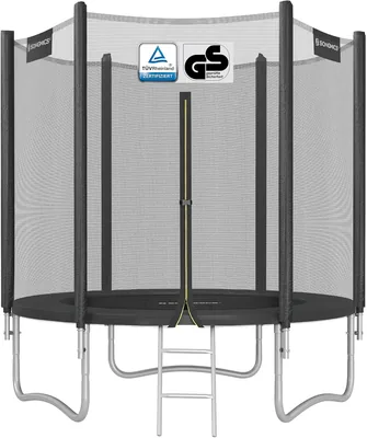 Trampoline SONGMICS pour enfants - Diamètre 183/244/305/366/427 cm, filet de protection extérieur, coussins de sécurité, échelle, structure robuste - Meilleur Prix
