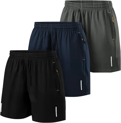 LANRUTU 3pzs Shorts Hombre Deportivos, Pantalones Short Gym Secado Rápido, Bolsillo con Cremallera, con Correa Ajuste, Cómodo