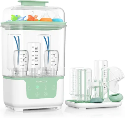 Momcozy BS04 Esterilizador de Botellas para Bebés, 6 Botellas, Esteriliza en 8 Minutos | Se seca en 30 Minutos, Almacenamiento Higiénico hasta 72 Horas, Compacto - 15% de Descuento