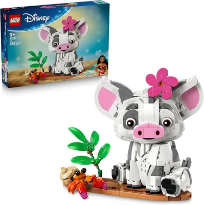 LEGO Disney Vaiana Pua - Schwein mit Blume, Krabbe und Raft-Ständer als Raumdekoration - Geburtstagsgeschenk für Mädchen ab 9 Jahren (39% Rabatt)