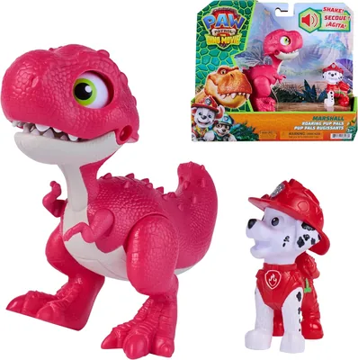 Paw Patrol - Pat Patrouille Le Film Mission Dino - Marcus Et Dino avec Sons | Duo Sonore : Dinosaure 10cm Rugissant, Bouche