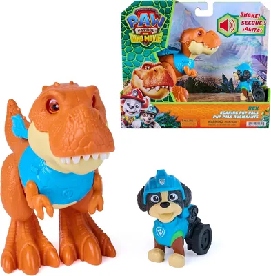 Paw Patrol: Dino Roaring Pup - Pup Pals Rex, figurka z ruchomymi kończynami, 12,7 cm
