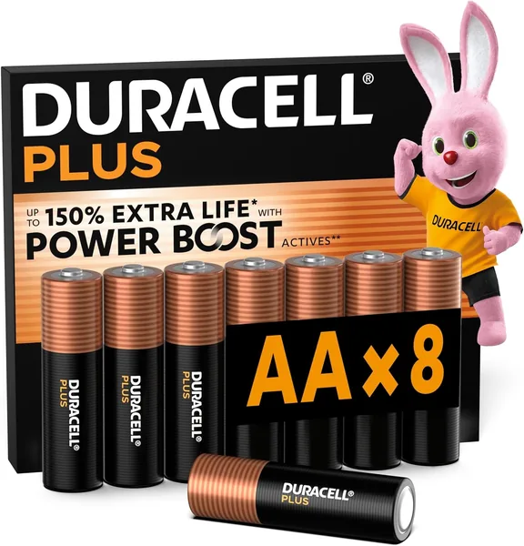 DURACELL Plus AA Batteries (Pack of 8) - 1.5V Alkaline Batteries