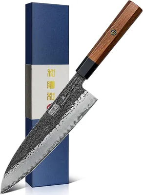 HOSHANHO 8'' Cuchillo de Cocina, Acero de Carbono de 9 Capas Gyuto, Chef Japonés con Mango de Rosewood - 28% de Descuento