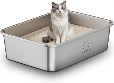 Ruim Stalen Kattebakje XXL, Open Litertrommel voor Katten en Konijnen, Anti-aanbaklaag, O