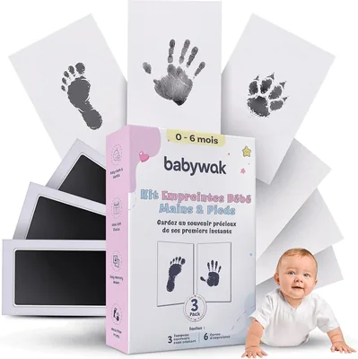 Ensemble empreintes mains et pieds de bébé - Kissen pour nouveau-né | Ensemble empreintes bébé | Abstractions animaux chien et chat | Cadeau bébé