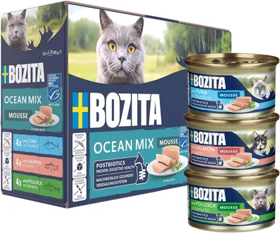 Bozita Mousse Ocean Mix - 12 × 3 oz Wet Food for Cats