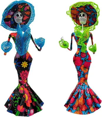 Catrinas Decorativas Día de Muertos, Set de 2 Figuras 38 cm Premium