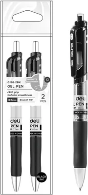 Deli Gel Pen 0.7mm Black Ink 2 Pcs Best Deal