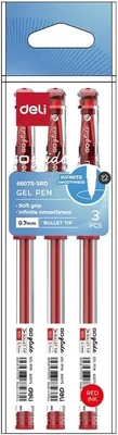 Deli Gel Pen 0.7mm Red Ink 3 Pcs Best Deal