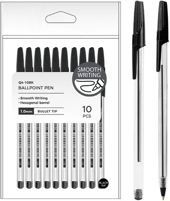 Deli Ballpoint Pen 1.0mm Black Ink 10 Pcs