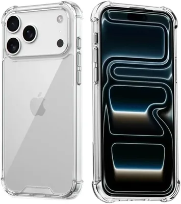 حالة هاتف شفافة متوافقة مع iPhone 17 Pro Max - حماية كاملة للأركان - غطاء TPU ضد بهتان اللون