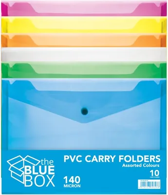 Blue Box A4 Plastic Envelope with Stud, Assorted (Pack of 10)