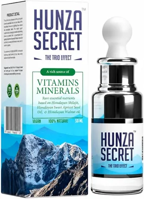 Hunza Secret Shilajit Krople 50 ml | Suplement diety z shilajitem, kwasem fulwowym i huminowym | Naturalne minerały i mikroelementy