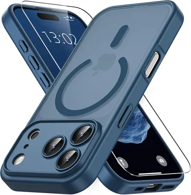 Étui magnétique Vansdon pour iPhone 17 Pro avec 1 verre trempé, compatible MagSafe, protection contre les chutes militaires, trans