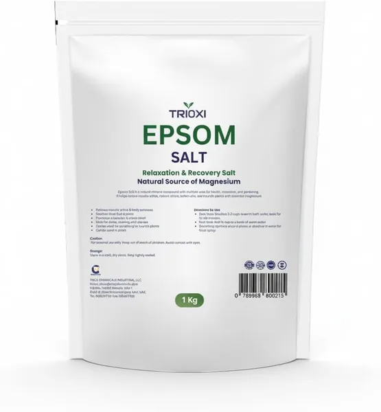 Trioxi Epsom Salt 1 Kg - Pure Magnesium Sulfate Crystals