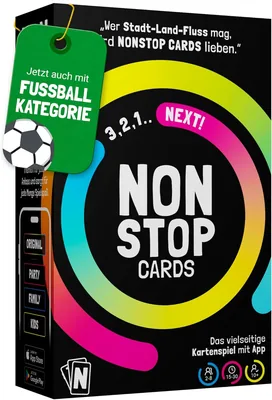 Nonstop Cards - Lustiges Kartenspiel mit App, Stadt-Land-Fluss, 2-8 Spieler | 1750+ Themen | Brettspiel für Erwachsene & Jugendliche, Top-Angebot