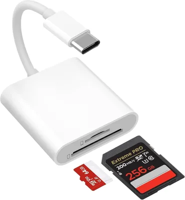 USB-C SD Kaartlezer voor iPhone 15/16/17, iPad Pro/Mini/Air, MacBook, Samsung S25/S24 met Dubbele Slots, M