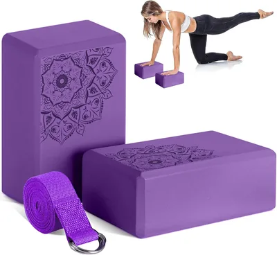 2 Bloques de Yoga Block, Bloques de Espuma EVA con Correa, Suaves y Resistentes al Olor
