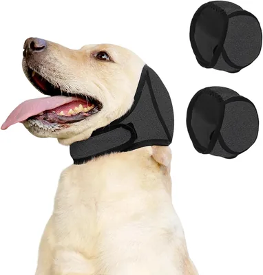 2 Orejeras Ajustables para Perro, Negro, Capucha de Protección para Orejas, Diseño Silencioso y Calmante, para Baño y Aseo Best Deal