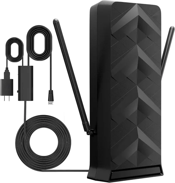 Antena de TV para Canales Locales - Alcance de 300 Millas con Amplificador - Compatible con 4K y Smart TVs