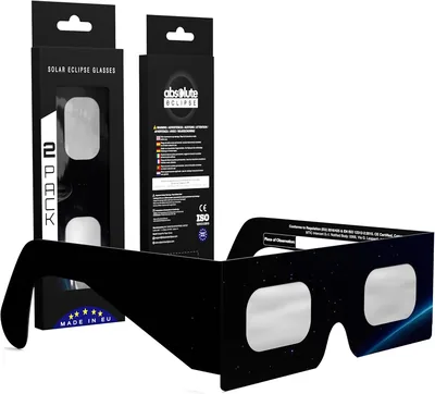 Lunettes de protection solaire Eclipse Absolute pour l'éclipse totale du 12 août - Certifiée CE ISO 12312-2 - Meilleure Offre