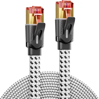 Kabel sieciowy deleyCON 0,5m Cat7, płaskie, nylonowe (10 Gbps, miedziany przewód) Ethernet LAN - RJ45
