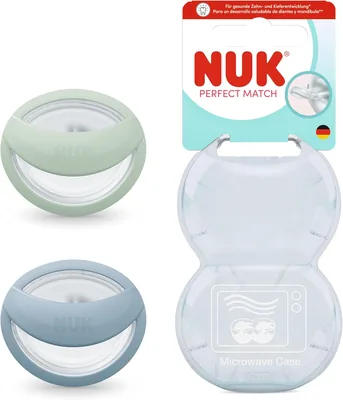 NUK Nook 歯並びを考えたおしゃぶり（ケース付き） 青×緑 0-6ヶ月 | お口の発育サポート