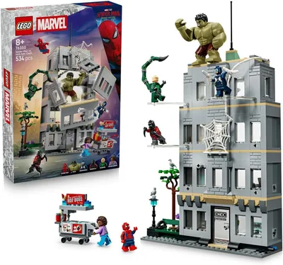 LEGO Marvel: Epickie starcie Spider-Mana z Hulkiem. Zabawka konstrukcyjna dla 8-latków, figurki Spider-Mana i Tarantuli, set SC