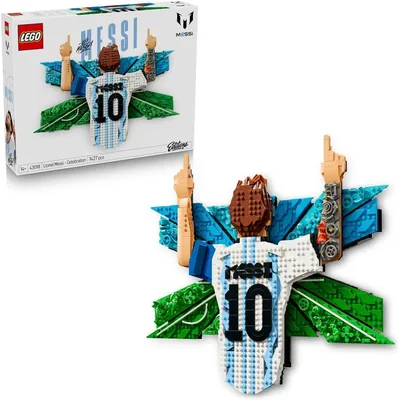 LEGO Edycja Lionel Messi 43018 | Dekoracja sportowa, zestaw klocków dla dzieci, prezent dla fanów piłki nożnej