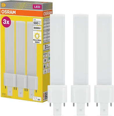Osram Dulux S9 LED Kompaktlampe, 4 W, 500 lm, Warmweiß 3000 K, Sockel G23, 230 V AC/CCG, CRI 80, 32,3 mm Durchmesser, Packung