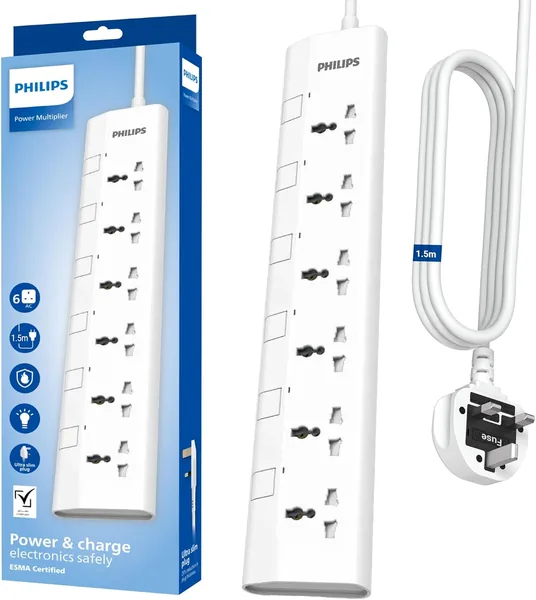 Philips 6-Way Universal Power Extension Cord