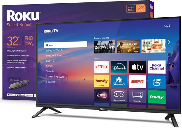 Roku Smart TV 2026 - 32-Inch Select Series, 1080p Full HD TV - Roku TV with Voice Remote - Flat Scre