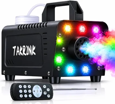 Machine à fumée LED TAKRINK 900W avec télécommande pour scène | Effet de fumée RGB 8 LED 16 couleurs et réservoir lumineux de 0,3L