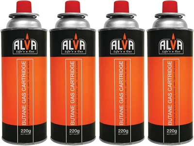 ALVA 4 Pack Butane Canister Bundle | 220g | Portable & Versatile