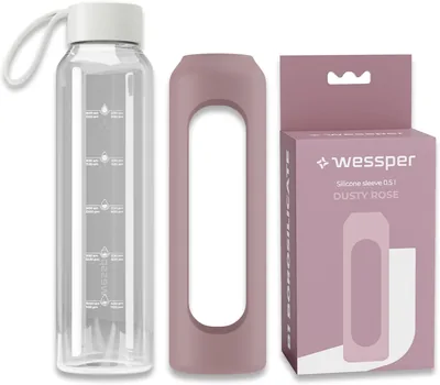 Wessper Szklana Butelka na Napoje z Silikonowym Pokrowcem, 500 ml