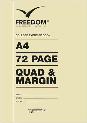 Freedom Stationery A4 Quad Rule College Notebook 72 Pages Best Deal
